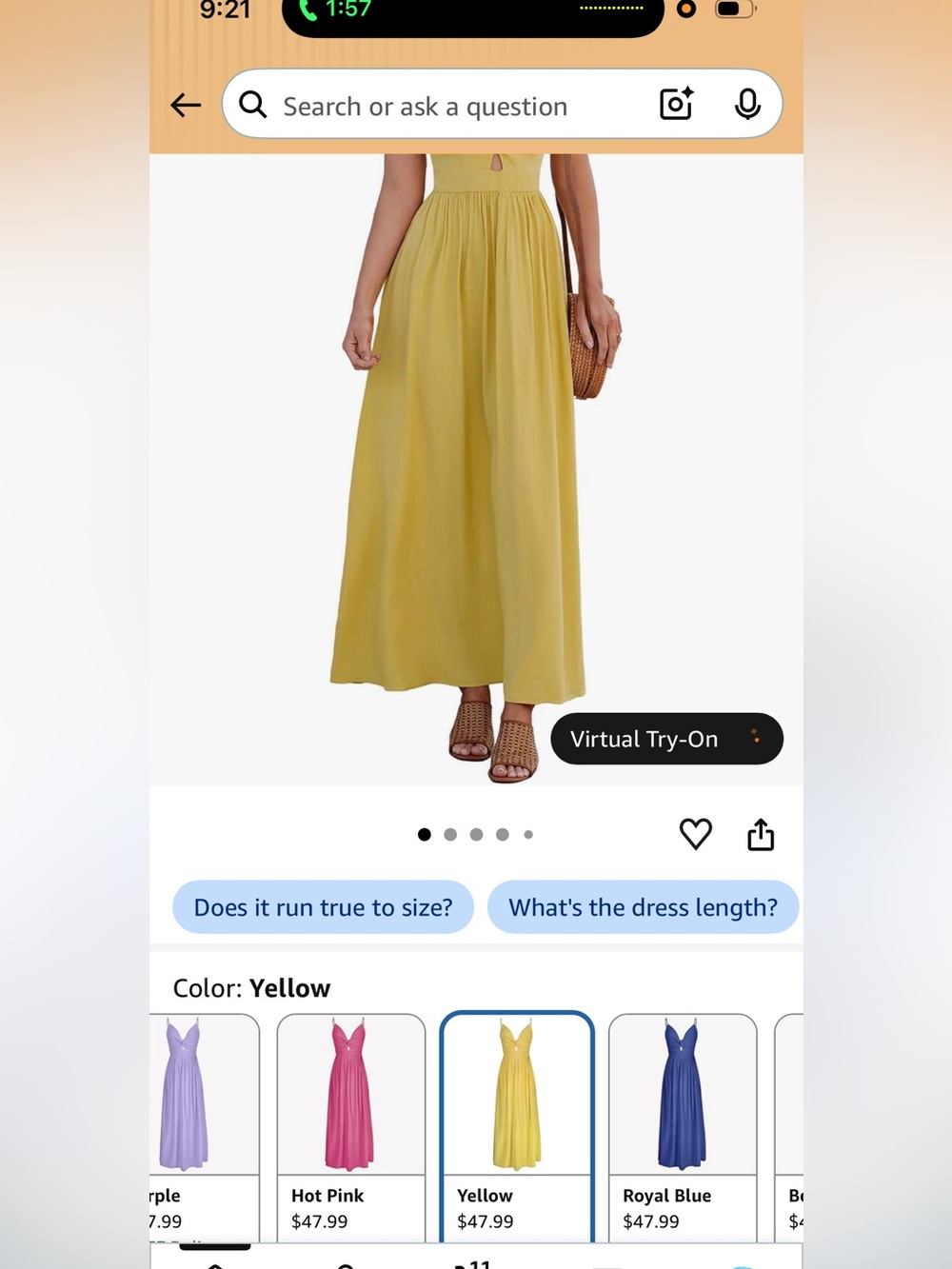 Cupshe Mustard Yellow Twist Front Spaghetti Strap Maxi Dress - Picture 2 of 9